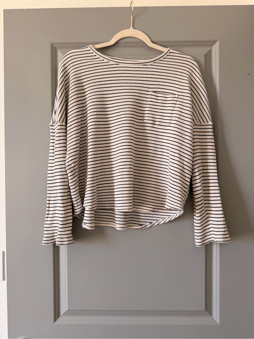 Madewell Navy blue and White Striped Long-Sleeve Boatneck Top